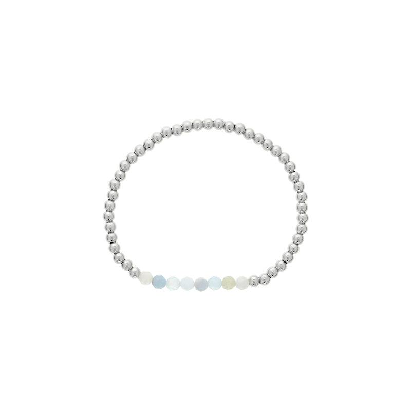 Aquamarine Birthstone Beaded Bracelet in Sterling Silver image number null