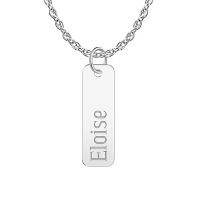 High Polished Engravable Name Tag Necklace in Sterling Silver