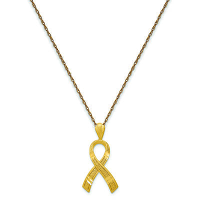 Cancer Awareness Ribbon Pendant in 14k Yellow Gold