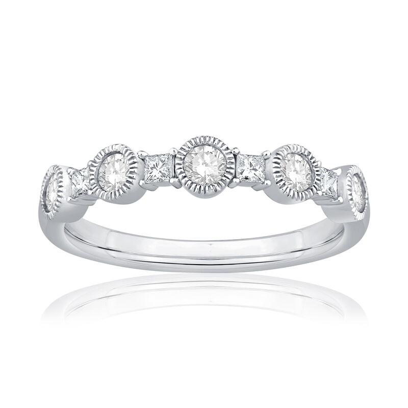 Lab Grown Diamond 1/2ctw. Milgrain Anniversary Ring in 14k White Gold image number null