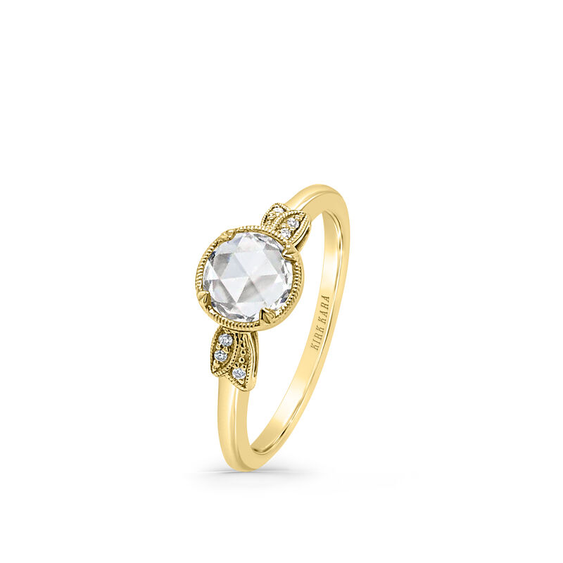 Rose-Cut Diamond Botanical Engagement Ring in 14k Yellow Gold K410R55Y image number null