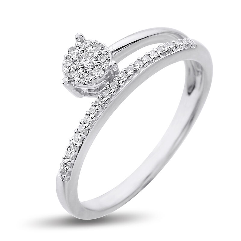 Diamond Round Cluster Stackable Ring in 10k White Gold image number null