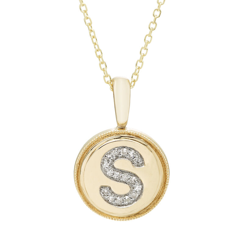 Diamond Initial S Pendant in 14k Yellow Gold image number null