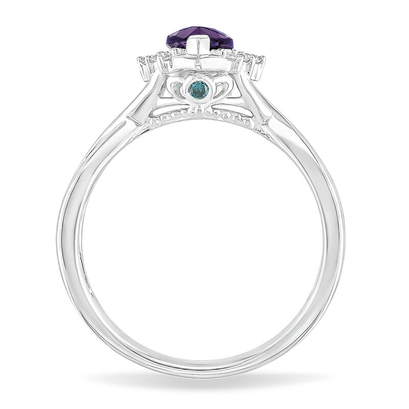 JK Crown Marquise Amethyst & Diamond Ring in 10k White Gold image number null