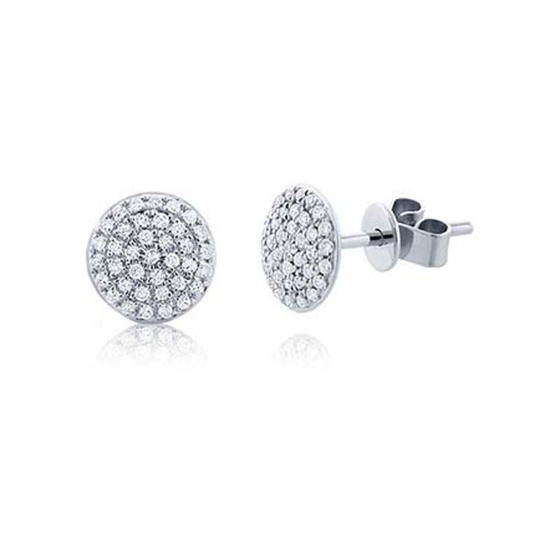 Diamond Pave Circle Cluster Stud Earrings 14k White Gold image number null