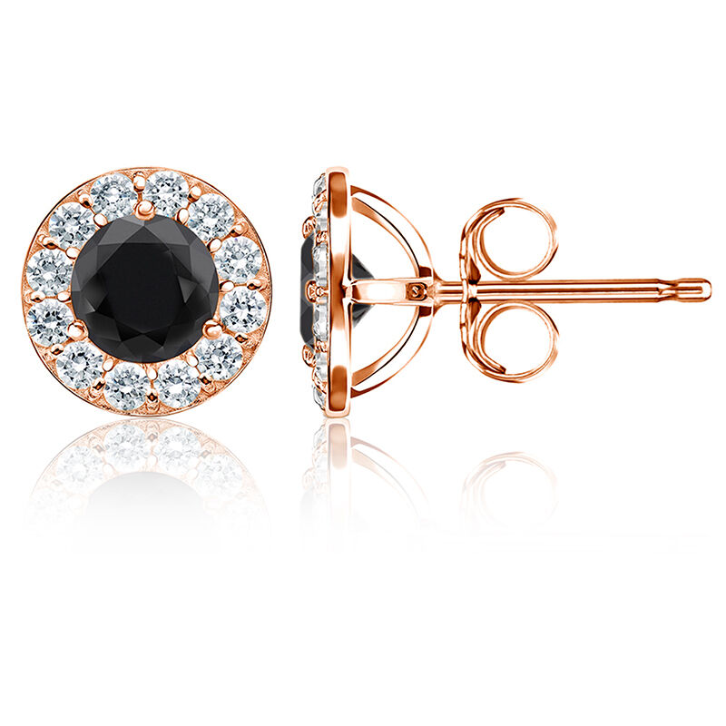 Black Diamond 1½ ct. t.w. Halo Stud Earrings in 14k Rose Gold image number null