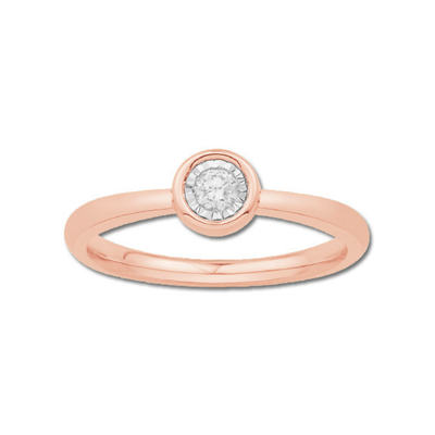 Bezel Solitaire 1/10ctw Diamond Ring in 10k Rose Gold