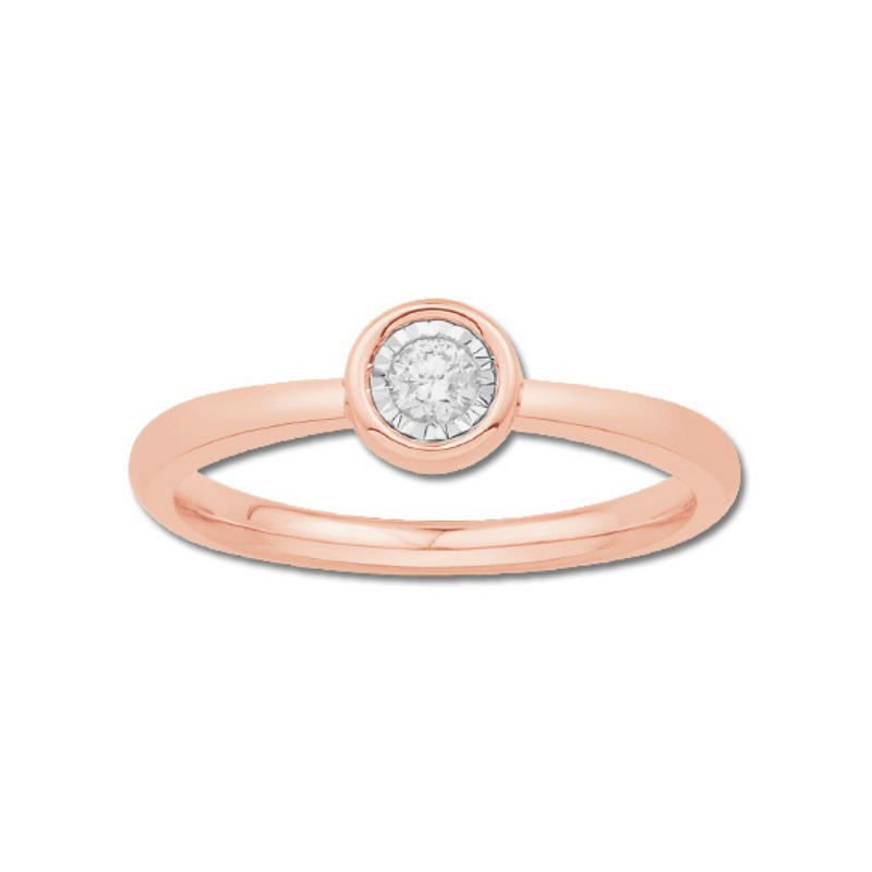 Bezel Solitaire 1/10ctw Diamond Ring in 10k Rose Gold image number null