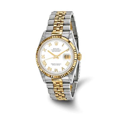 Rolex Men's Pre-Owned White Dial 36mm Watch in Stainless Steel & 18k Yellow Gold CRX123