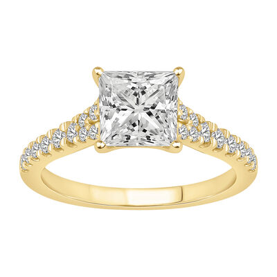 Princess-Cut Lab Grown 2 1/3ctw. Diamond Split Shank Engagement Ring in 14k Yellow Gold