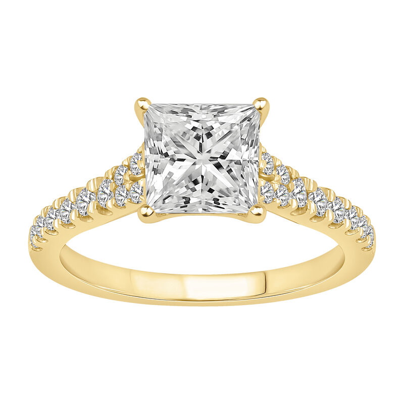 Princess-Cut Lab Grown 2 1/3ctw. Diamond Split Shank Engagement Ring in 14k Yellow Gold image number null