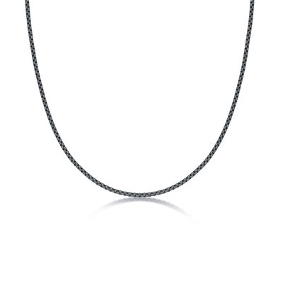 Men's Round Box Chain 24" Necklace 3mm in Grey Plated Stainless Steel