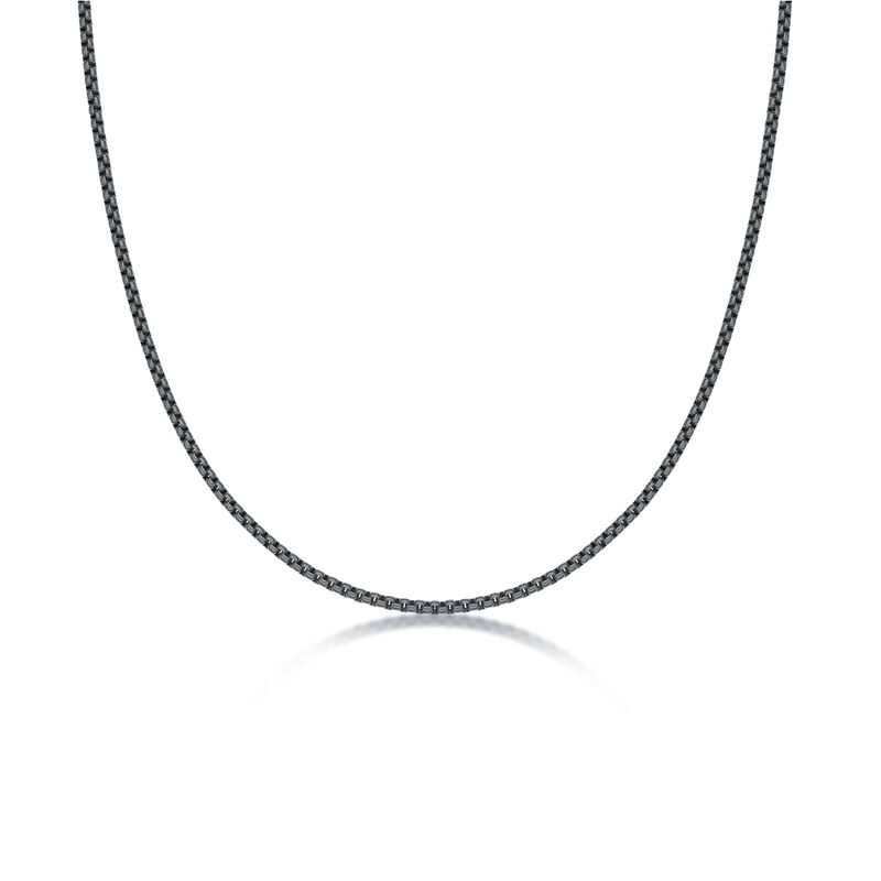 Men's 3mm 24" Round Box Chain Necklace in Grey Plated Stainless Steel image number null