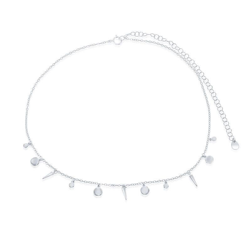 Disc & Spike Choker Necklace in Sterling Silver image number null