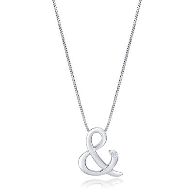 Signature Diamond Ampersand Necklace in Sterling Silver