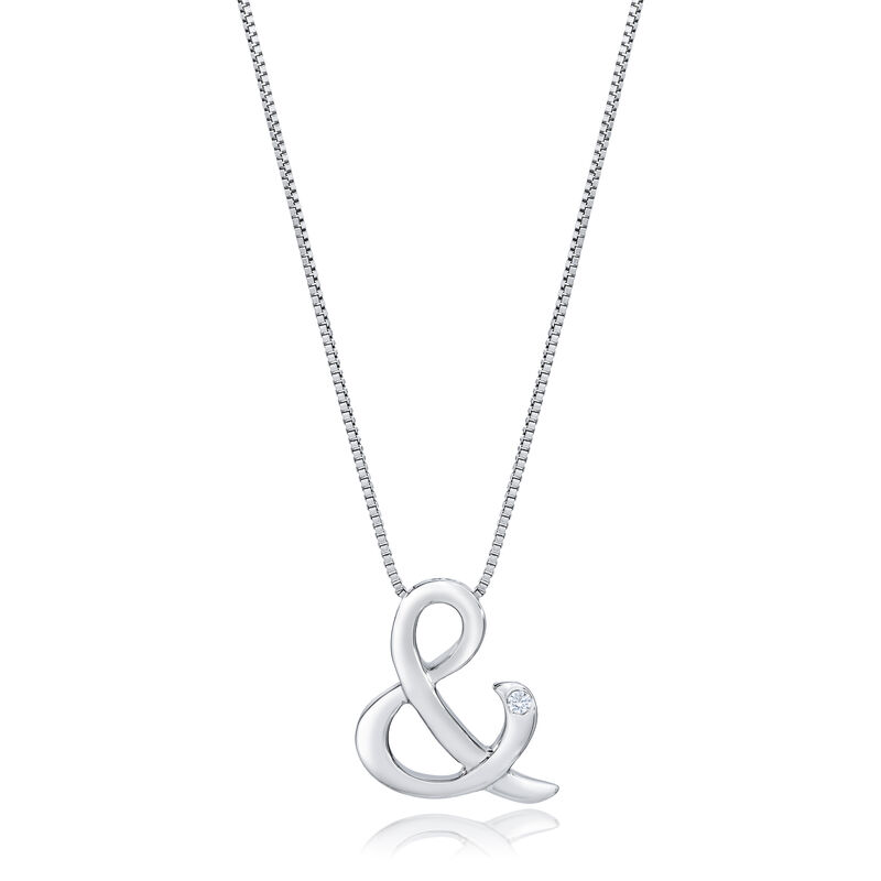 Signature Diamond Ampersand Necklace in Sterling Silver image number null