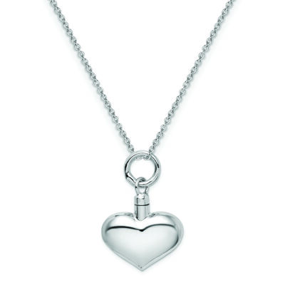 Polished Puffy Heart Ash Holder Pendant in Sterling Silver