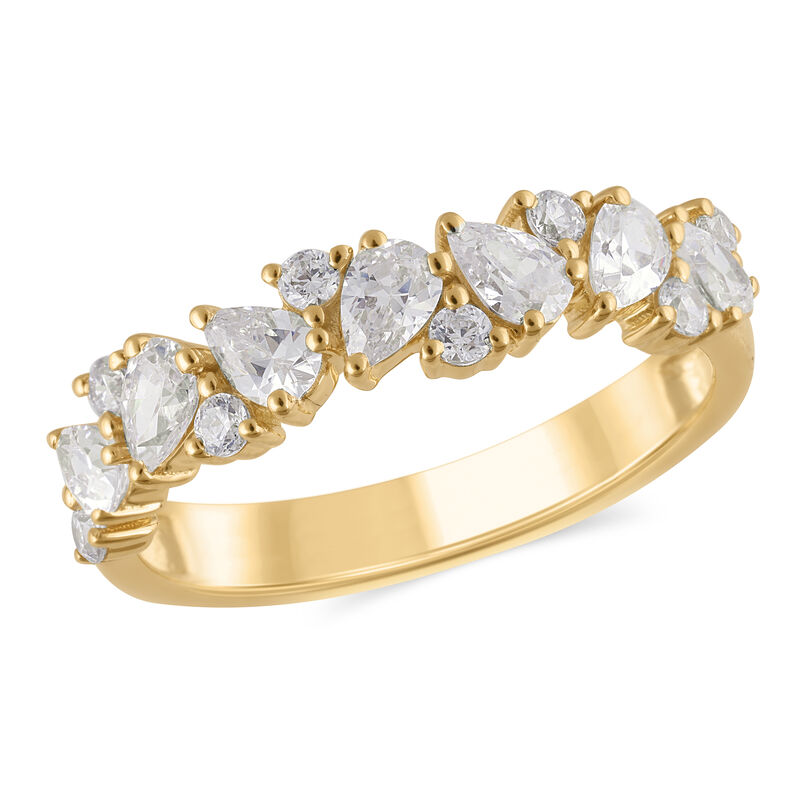 Diamond 1ctw. Pear & 14k Yellow Gold Anniversary Ring image number null