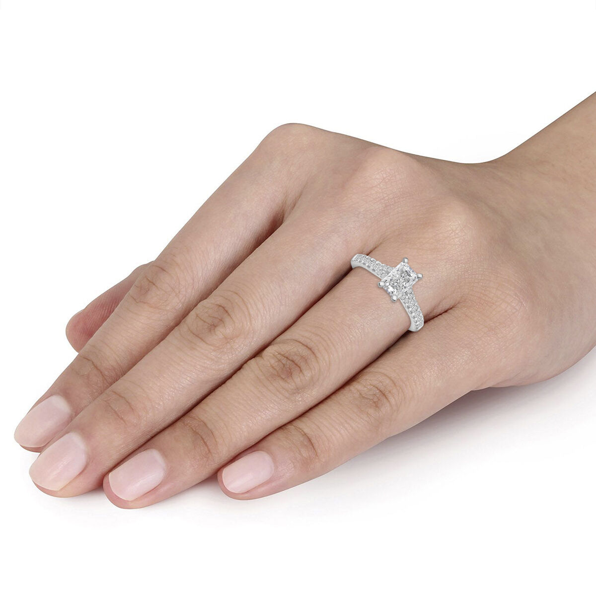 新品　Katie UNDER PRETTIES シャーリングトップ ホワイト Radiant-Cut Lab Grown 1 1/4ctw. Diamond Split Shank Cathedral