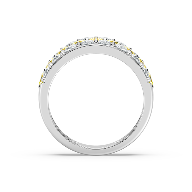 Lab Grown Yellow and White Diamond 2ctw. Multi Row Wedding Ring in 14k White Gold image number null