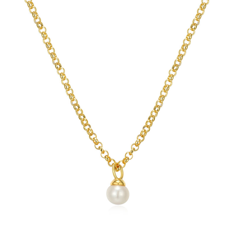 White Shell Pearl Necklace in Gold Plated Sterling Silver image number null