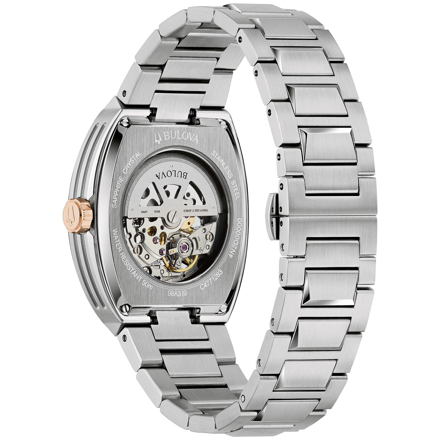 BULOUA腕時計 Bulova Men's Maquina Automatic Blue Skeleton Dial Stainless Steel