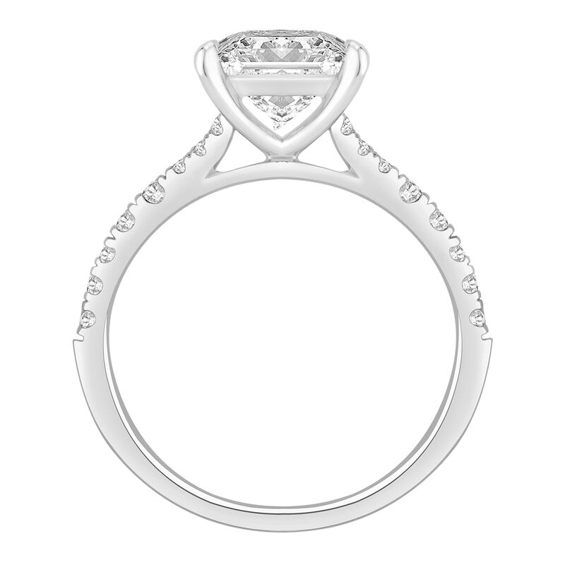 Princess-Cut Lab Grown 3ct. Diamond Split Shank Engagement Ring in 14k White Gold image number null