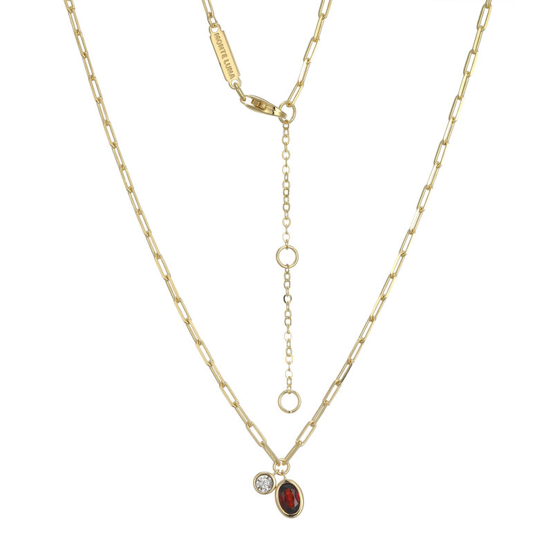 Created Garnet & Lab Grown Diamond Necklace in Gold Plated Sterling Silver image number null