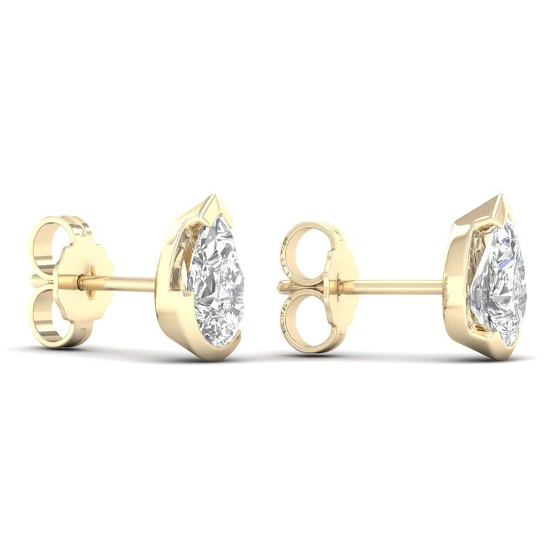 Lab Grown Diamond 7/8ctw. Pear Solitaire Stud Earrings in 10k Yellow Gold image number null