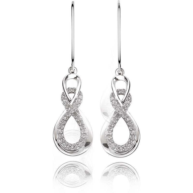 Love Knot Diamond Double Loop Dangle Earrings 1/5ctw. in Sterling Silver image number null