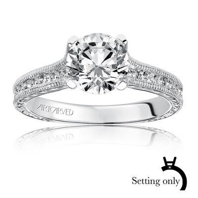 Zoya. ArtCarved Diamond Engagement Ring Setting in 14k White Gold