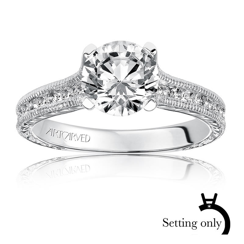 Zoya. ArtCarved Diamond Engagement Ring Setting in 14k White Gold image number null