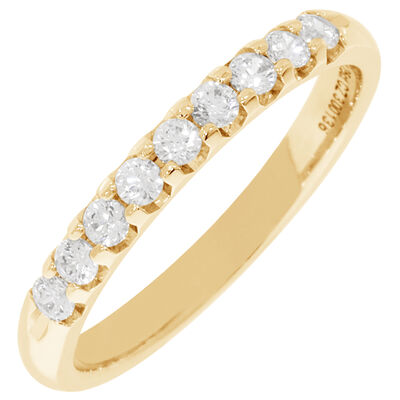 Ladies' 9-Stone 1/4ctw. Prong-Set Diamond Wedding Band in 14K Yellow Gold (HI, I1-I2)