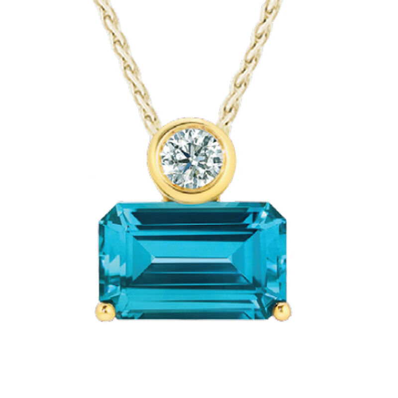 Chatham Octagon Created Fiji Spinel & Lab Grown Diamond Pendant in 14k Yellow Gold image number null