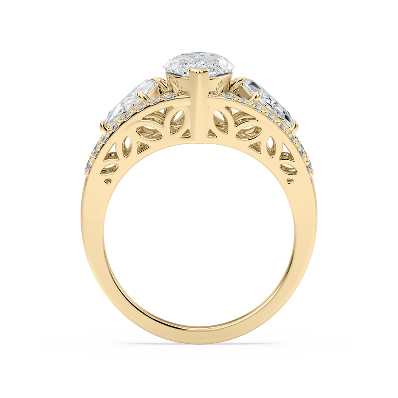 Marquise Lab Grown Diamond 3ctw. Horizontal Kite Accent Engagement Ring in 14k Yellow Gold image number null