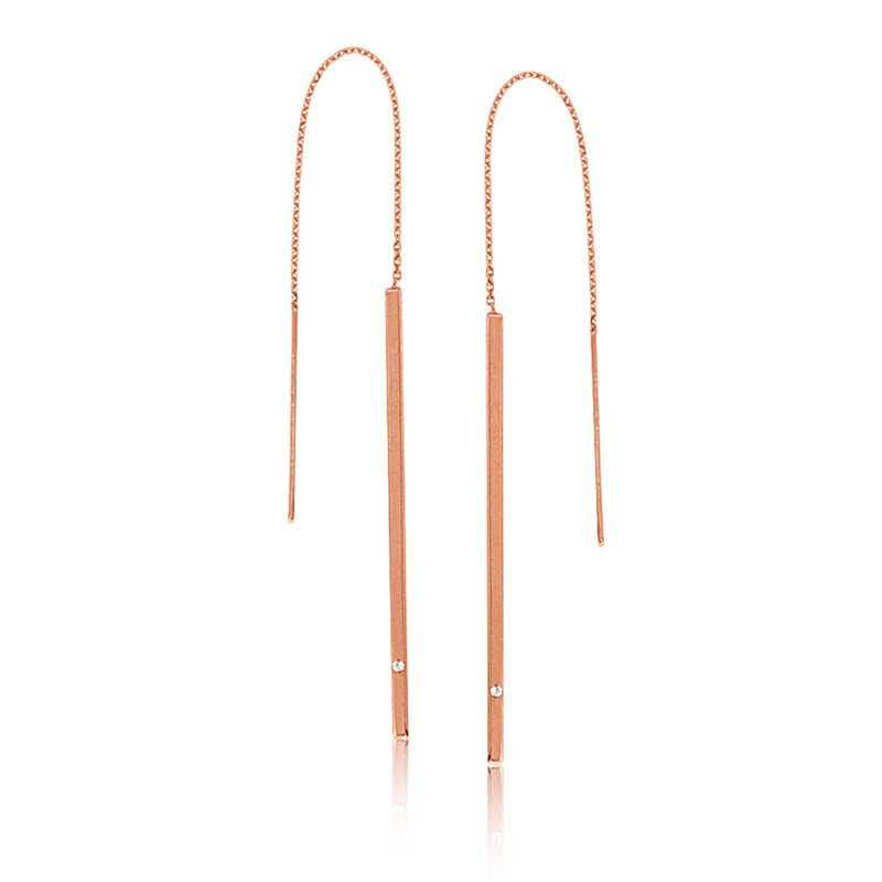 Bar Flat Threaded Dangle Earrings in 14k Rose Gold image number null