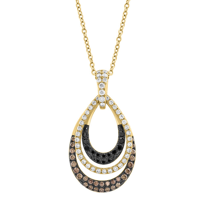 EFFY .54ctw. Diamond White Black Espresso Fashion Pendant in 14k Yellow Gold image number null