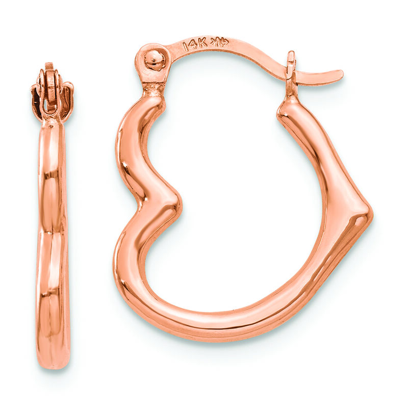 Heart Hollow Hoops in 14k Rose Gold image number null