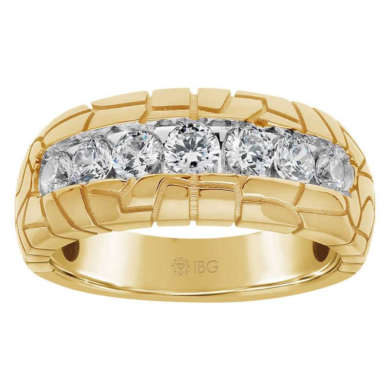 Men's 7-Stone Round-Cut 1ctw. Diamond Ring in 14k Yellow Gold image number null