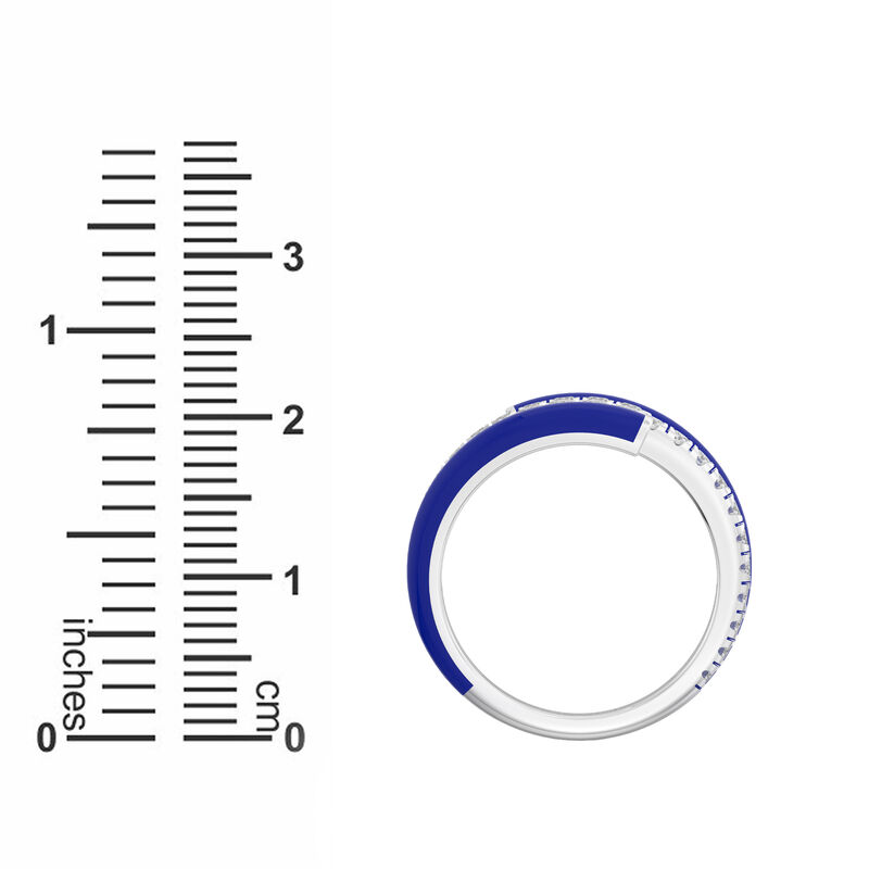 Brilliant-Cut Lab Grown Diamond Dark Blue Ceramic Double Bypass Ring in Sterling Silver image number null