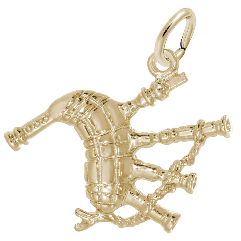Bagpipes Sterling Silver & Yellow Gold Plated Charm image number null