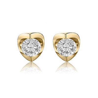 Brilliant-Cut 1/4ctw. Diamond Tension-Set Solitaire Earrings in 14k Yellow Gold