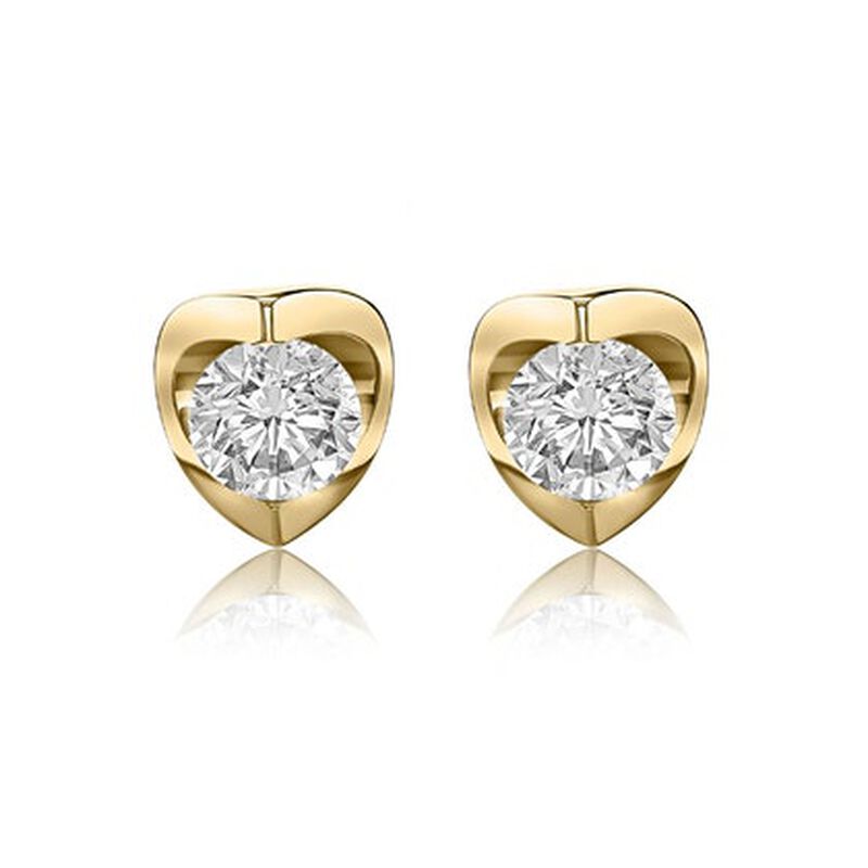 Brilliant-Cut 1/4ctw. Diamond Tension-Set Solitaire Earrings in 14k Yellow Gold image number null