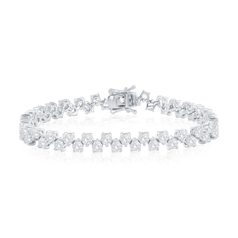 Cubic Zirconia Alternating Tennis Bracelet in Sterling Silver image number null