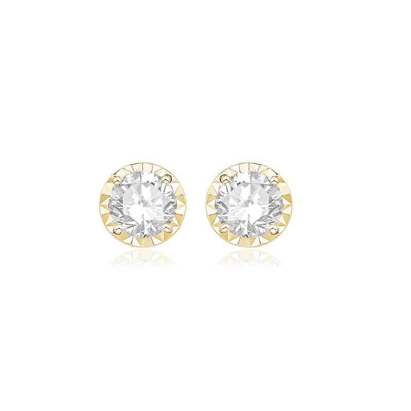 Round Lab Grown Diamond 1ctw. Stud Earrings in 10k Yellow Gold image number null
