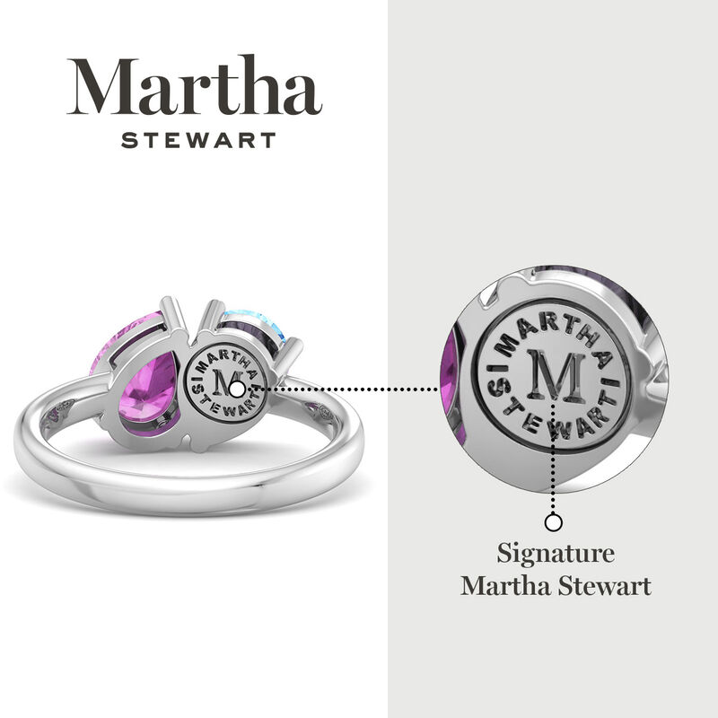 Martha Stewart Blue Topaz and Pink Sapphire Two Stone Ring in Sterling Silver image number null