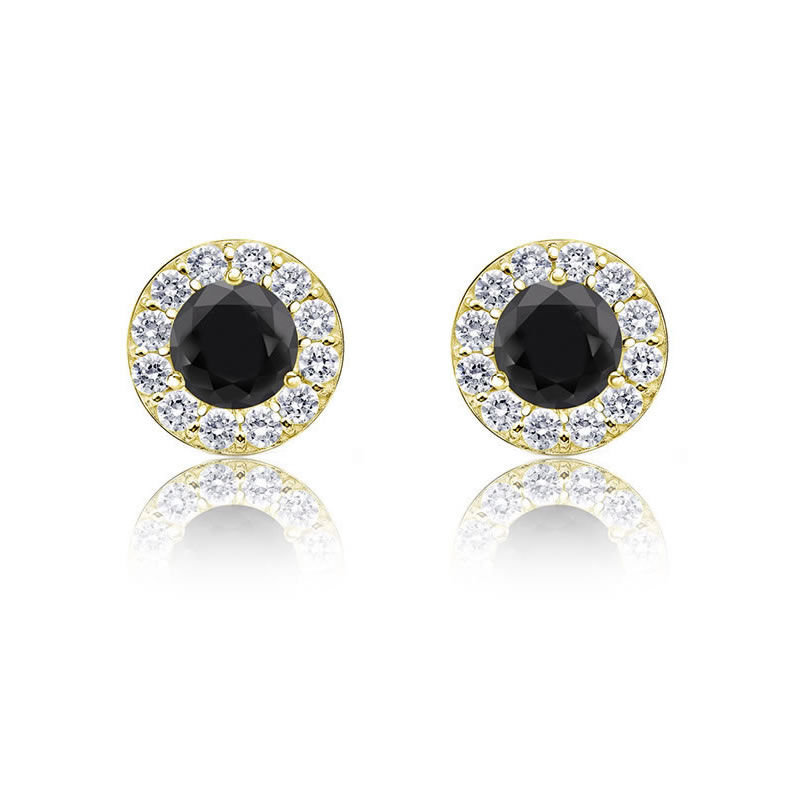 Black Diamond 1/4ct. Halo Stud Earrings in 14k Yellow Gold image number null