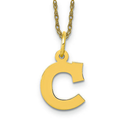 Small Block C Initial Necklace in 14k Yellow Gold