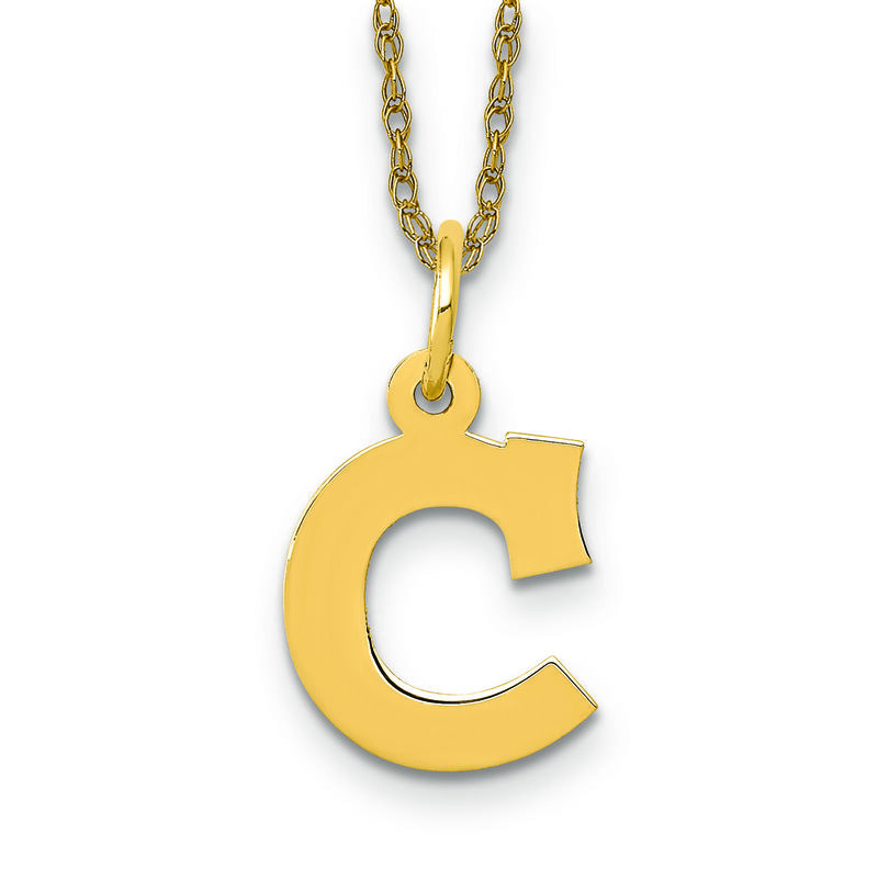 Small Block C Initial Necklace in 14k Yellow Gold image number null