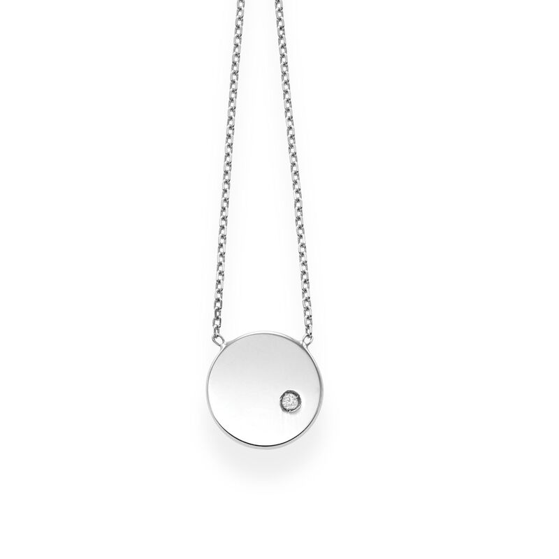 Diamond Circle Pendant 18" in 14k White Gold image number null